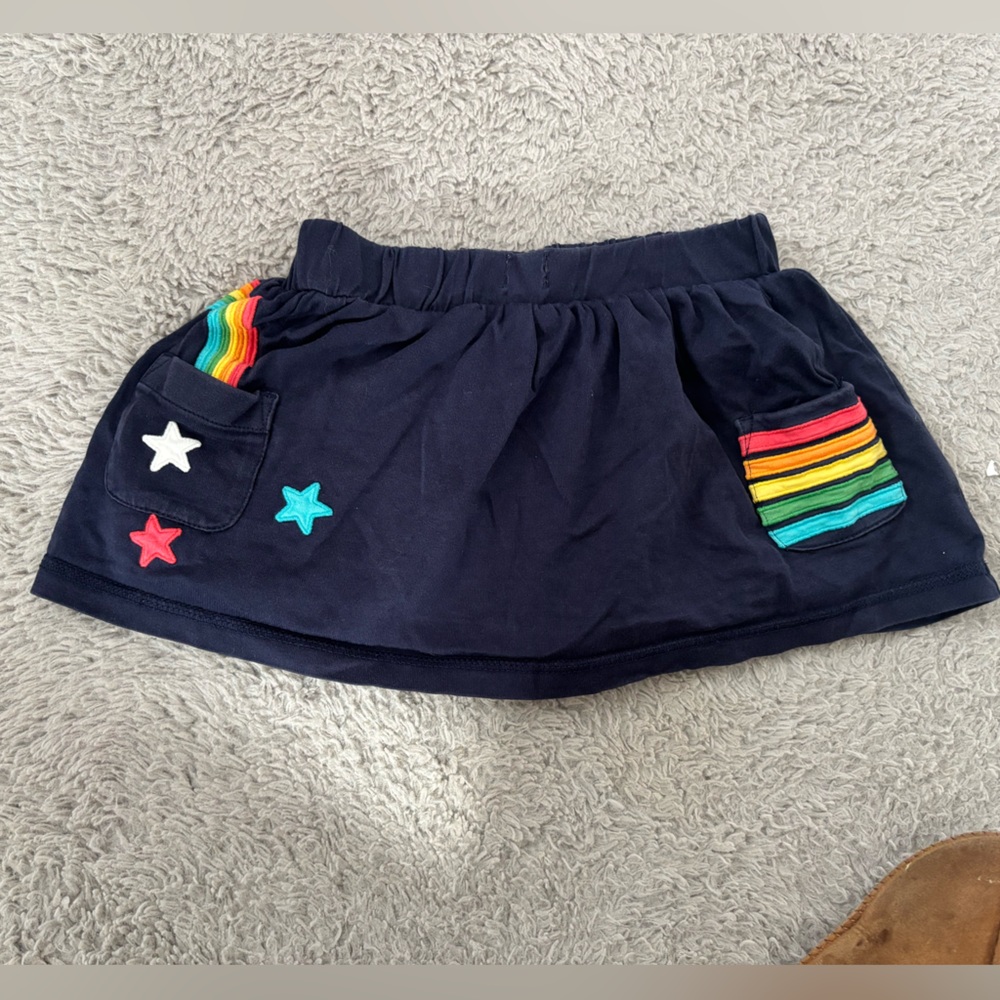 Hanna Andersson Navy Skirt with Rainbow and Star Accents